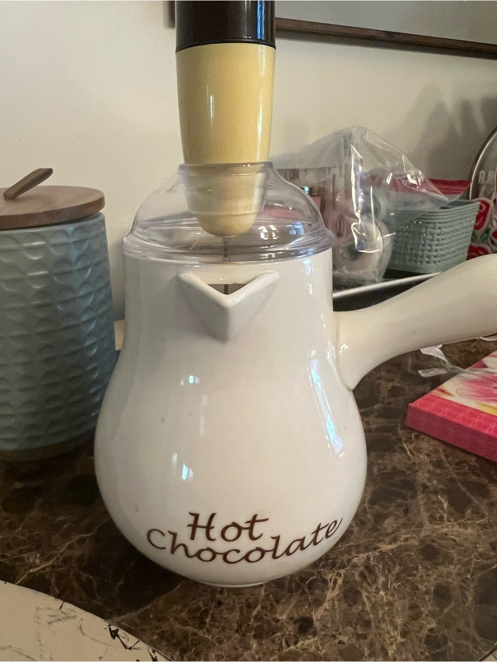 Hot Chocolate Ceramic Pour-Over Kettle - White
